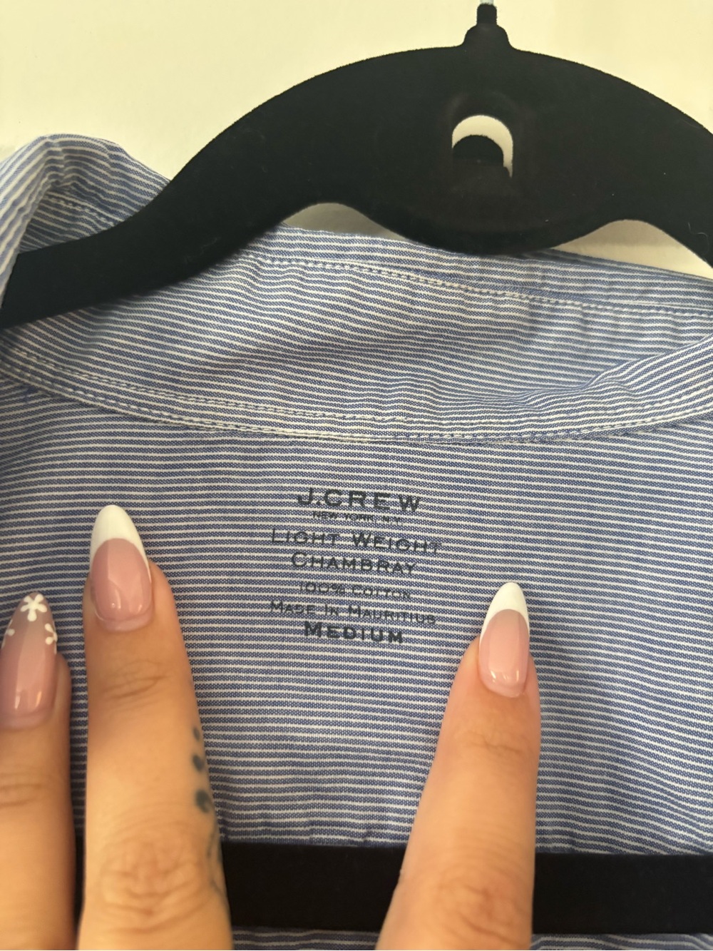 J. Crew Striped Light Blue Chambray Shirt - 100% Cotton - Size M - Picture 5 of 6